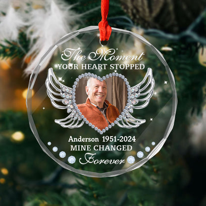 Th Moment Your Heart Stopped - Personalized Custom Glass Ornament - Memorial Ornament Gift