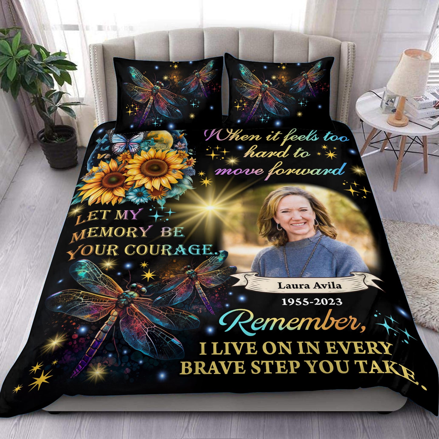 Spirit Of A Dragonfly - Memorial Personalized Custom Bedding Set - Christmas Gift, Sympathy Gift