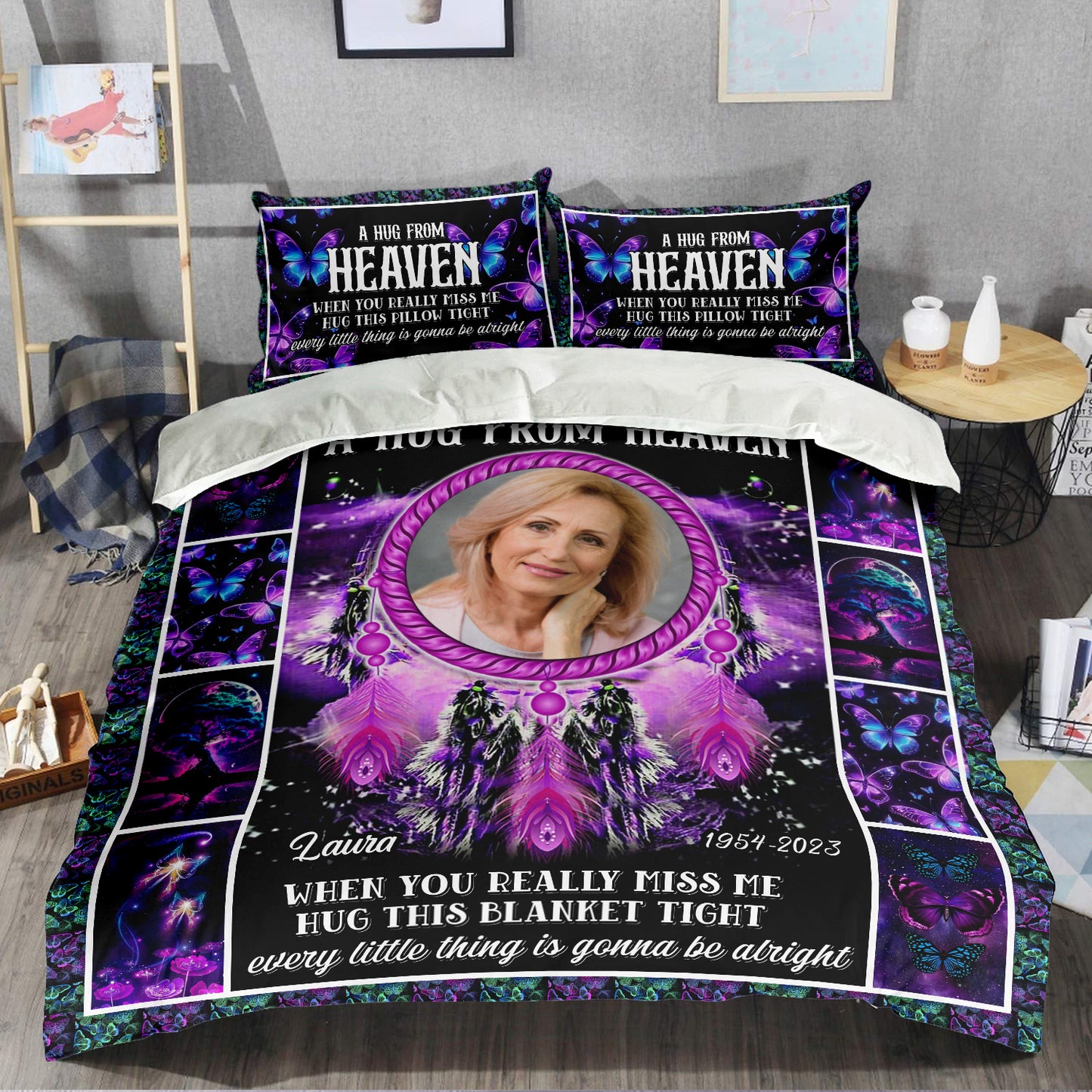 A Hug From Heaven Memorial Personalized Custom Bedding Set - Christmas Gift, Sympathy Gift