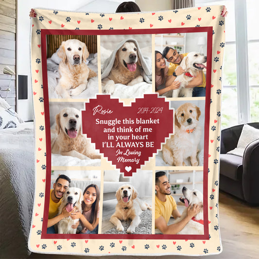 Memorial Pet Lovers Heart Custom Pet Photo - Memorial Dog Lover Personalized Custom Blanket - Christmas Gift, Sympathy Gift For Pet Lover