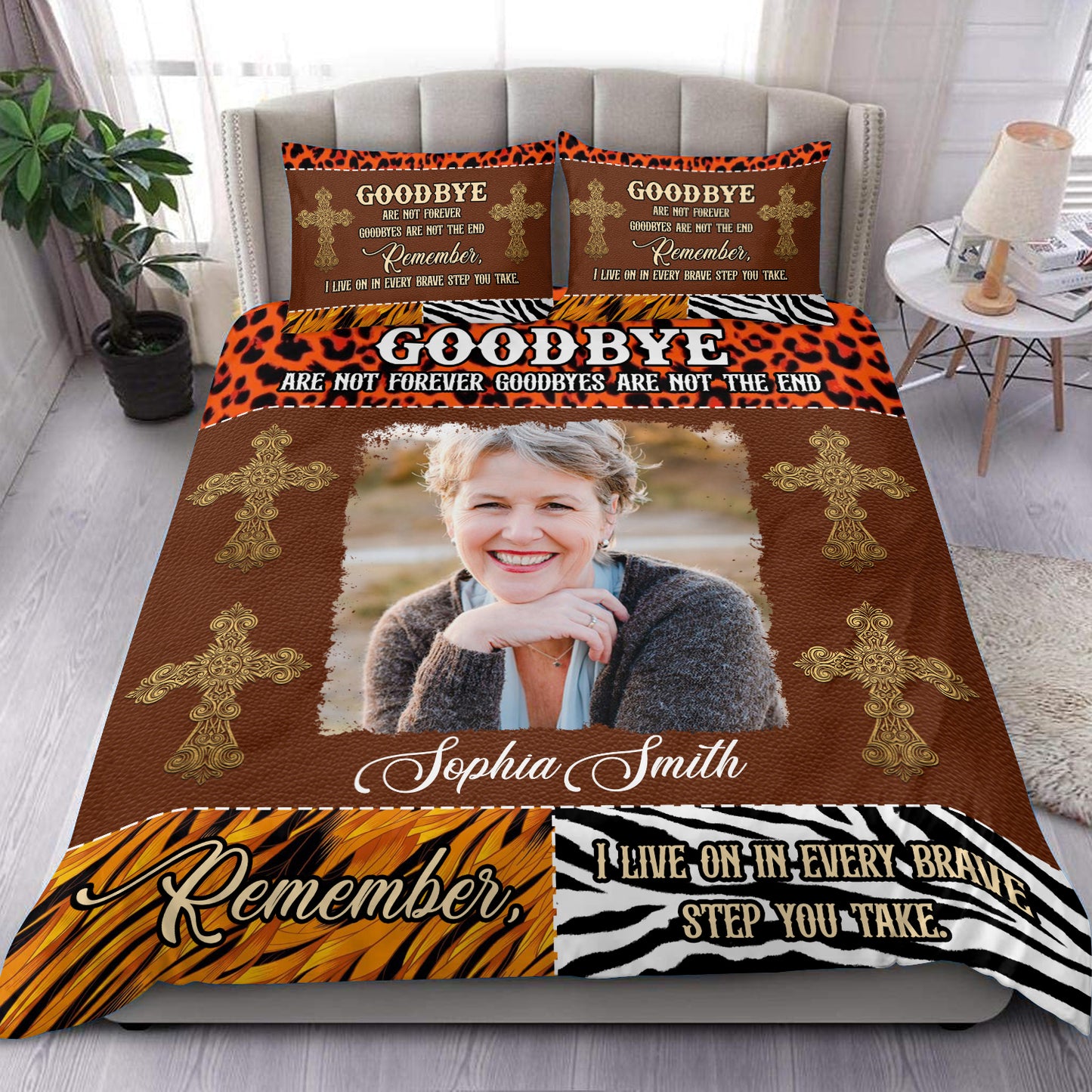 A Hug From Heaven Leopard Memorial Personalized Custom Bedding Set - Christmas Gift, Sympathy Gift