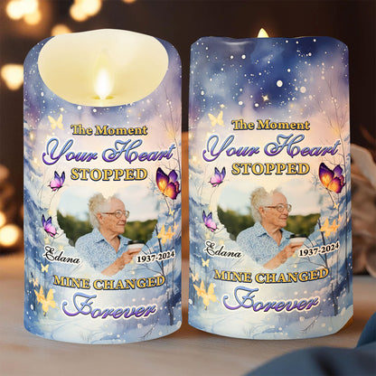 Moment Your Heart Stopped Memorial Candle - Personalized Flameless LED Candle