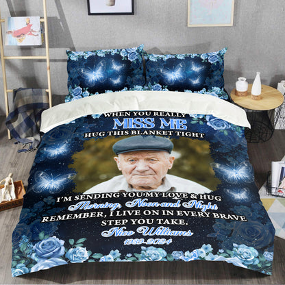 I Am Sending You My Love And Hug You Day and Night - Memorial Personalized Custom Bedding Set - Christmas Gift, Sympathy Gift