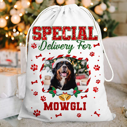 Special Delivery For Christmas Bag Custom Photo - Christmas Gift For Dog Lovers Cat Lovers - Personalized Christmas Sack - Custom Christmas Bag