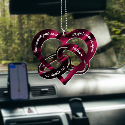 The Moment Your Heart Stopped Mine Changed Car Ornament Metal Stainless - Personalized Car Ornament