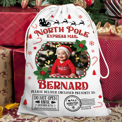 North Pole Christmas Bag Custom Photo - Christmas Family Gift - Personalized Christmas Sack - Custom Christmas Bag