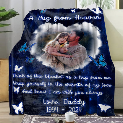 Think Of This Blanket As A Hug From Me Remembrance Gift - Memorial Personalized Custom Blanket - Christmas Gift, Sympathy Gift