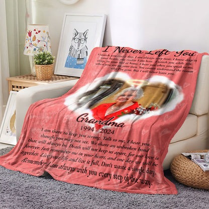 Never Left You Hug This Blanket Love From Heaven Memorial Blanket - Remembrance Gift - Memorial Personalized Custom Blanket - Christmas Gift, Sympathy Gift