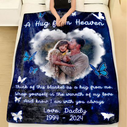 Think Of This Blanket As A Hug From Me Remembrance Gift - Memorial Personalized Custom Blanket - Christmas Gift, Sympathy Gift