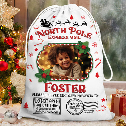 North Pole Christmas Bag Custom Photo - Christmas Family Gift - Personalized Christmas Sack - Custom Christmas Bag