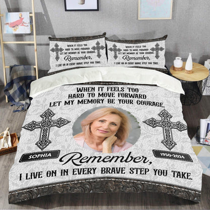 Every Brave Step You Take Cross - Memorial Personalized Custom Bedding Set - Christmas Gift, Sympathy Gift