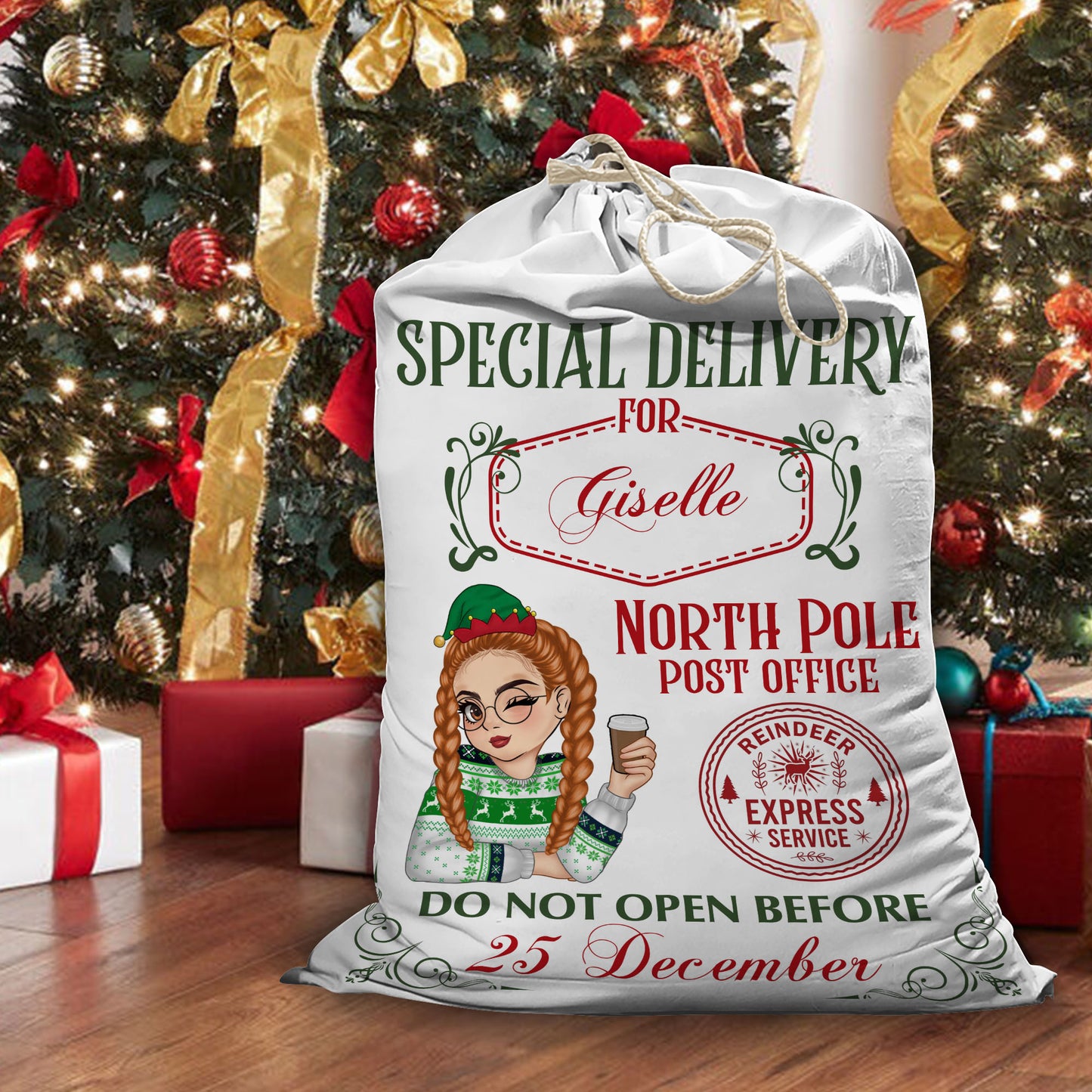 North Pole Post Office - Christmas Family Gift - Personalized Christmas Sack - Custom Christmas Bag