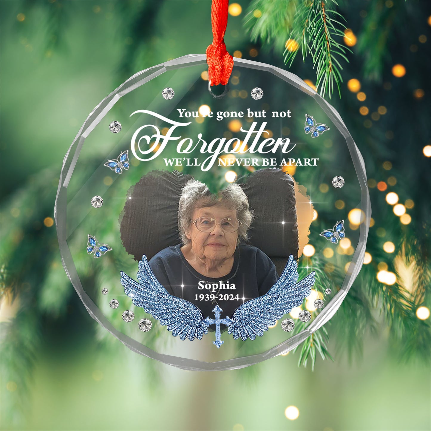 You’re Gone But Never Forgotten - Personalized Custom Glass Ornament - Memorial Ornament Gift