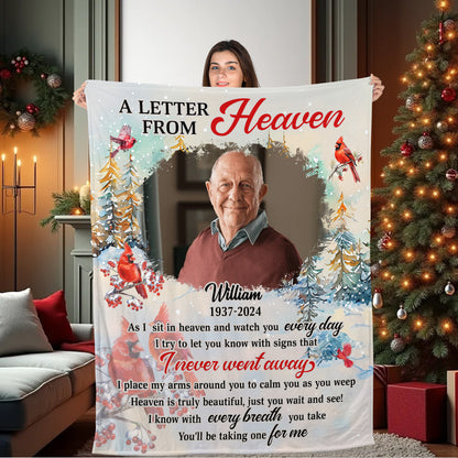 Custom Photo This Is A Hug From Heaven Snow Personalized Memorial  - Remembrance Gift - Memorial Personalized Custom Blanket - Christmas Gift, Sympathy Gift