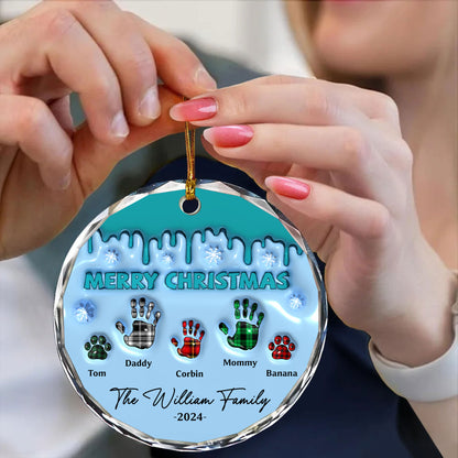 God Bless Our Family - Personalized Custom Glass Ornament - Ornament Gift