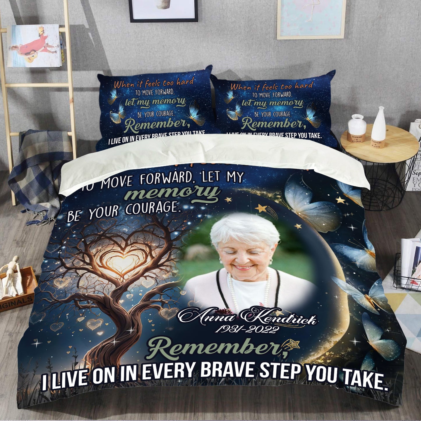 Let My Memory Be Your Courage My Love - Memorial Personalized Custom Bedding Set - Christmas Gift, Sympathy Gift