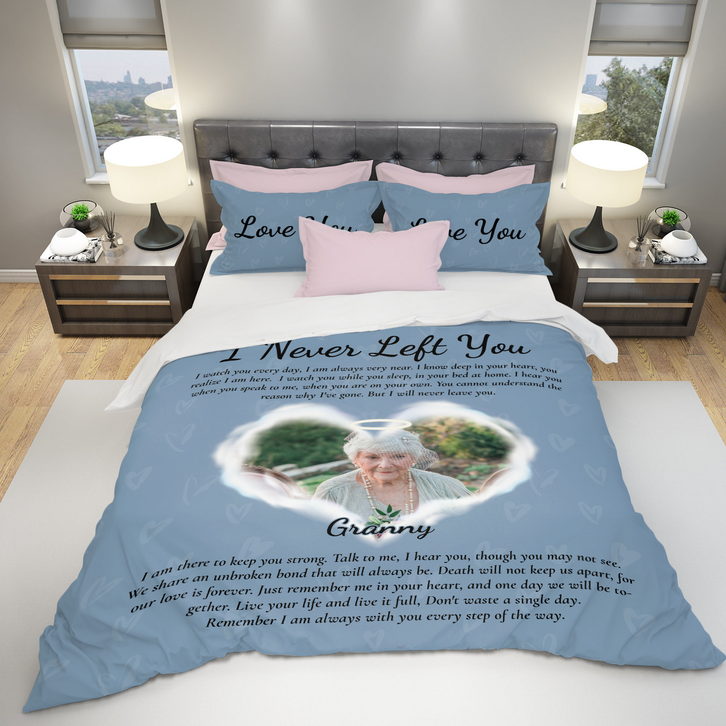 Never Left You Bedding Set - Memorial Personalized Custom Bedding Set - Christmas Gift, Sympathy Gift