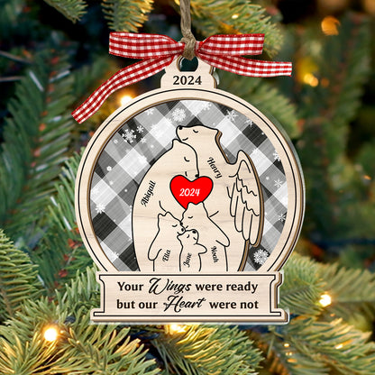 Bear Family Wooden Remembrance Ornament - Memorial Ornament - 2 Layer Wood Pet Carving Ornament - Custom Bear Family Ornament