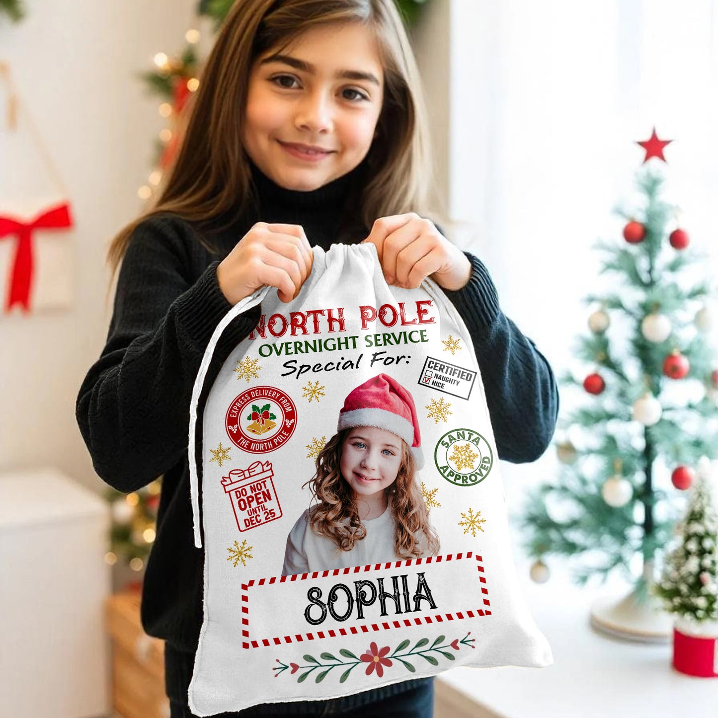 Christmas Wishes Bag North Pole - Christmas Gifts - Personalized Christmas Sack - Custom Christmas Bag