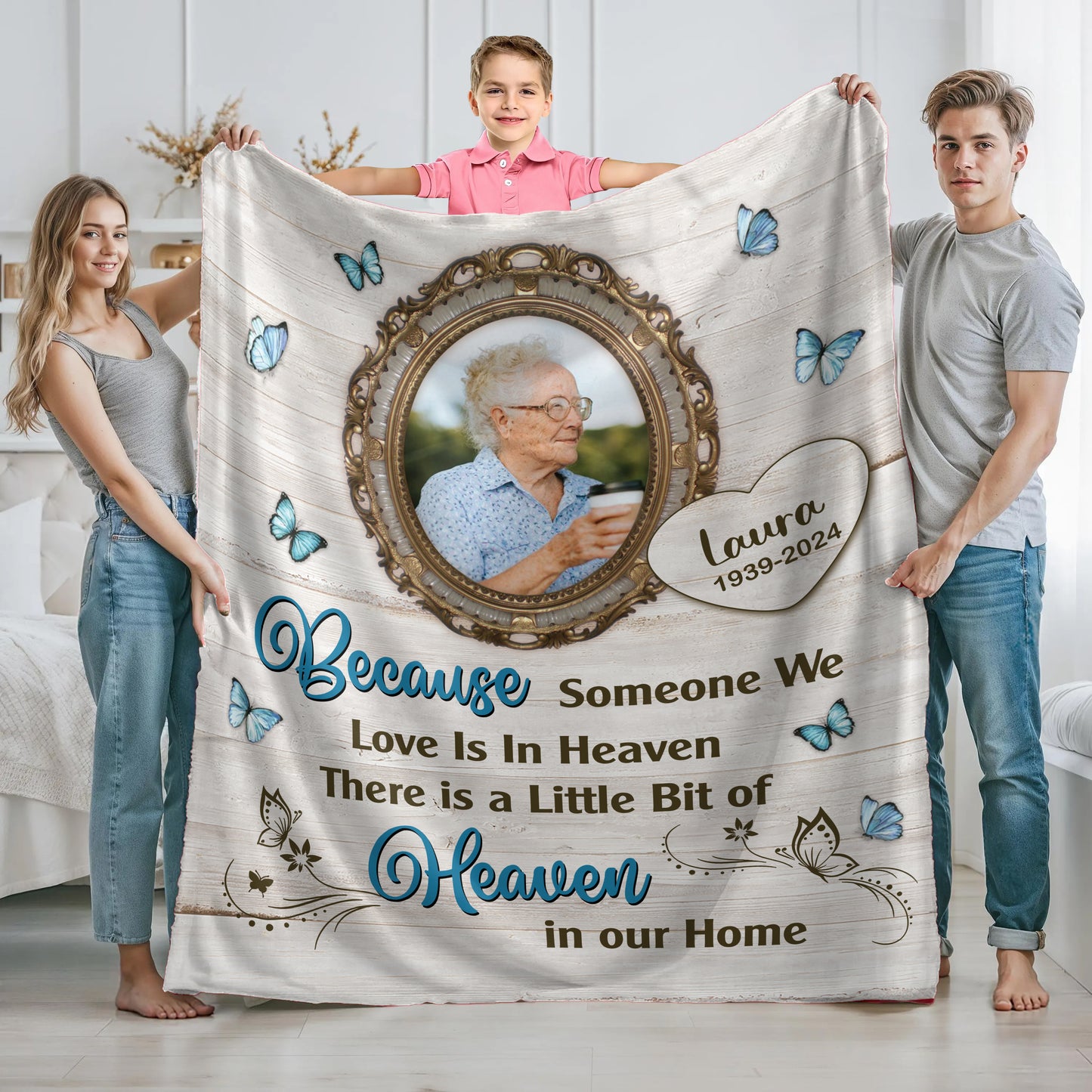 Heaven In Our Home Blanket Memorial - Remembrance Gift - Memorial Personalized Custom Blanket - Christmas Gift, Sympathy Gift