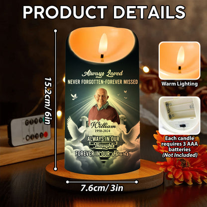 Always In Our Thoughts Memorial  - Personalized Flameless LED Candle