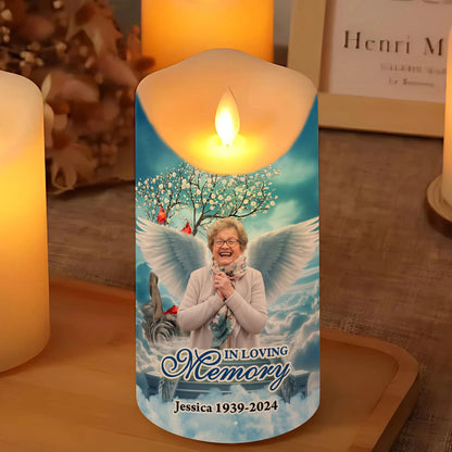 Your Life Was A Blessing Custom Photo Memorial - Personalized Flameless LED Candle