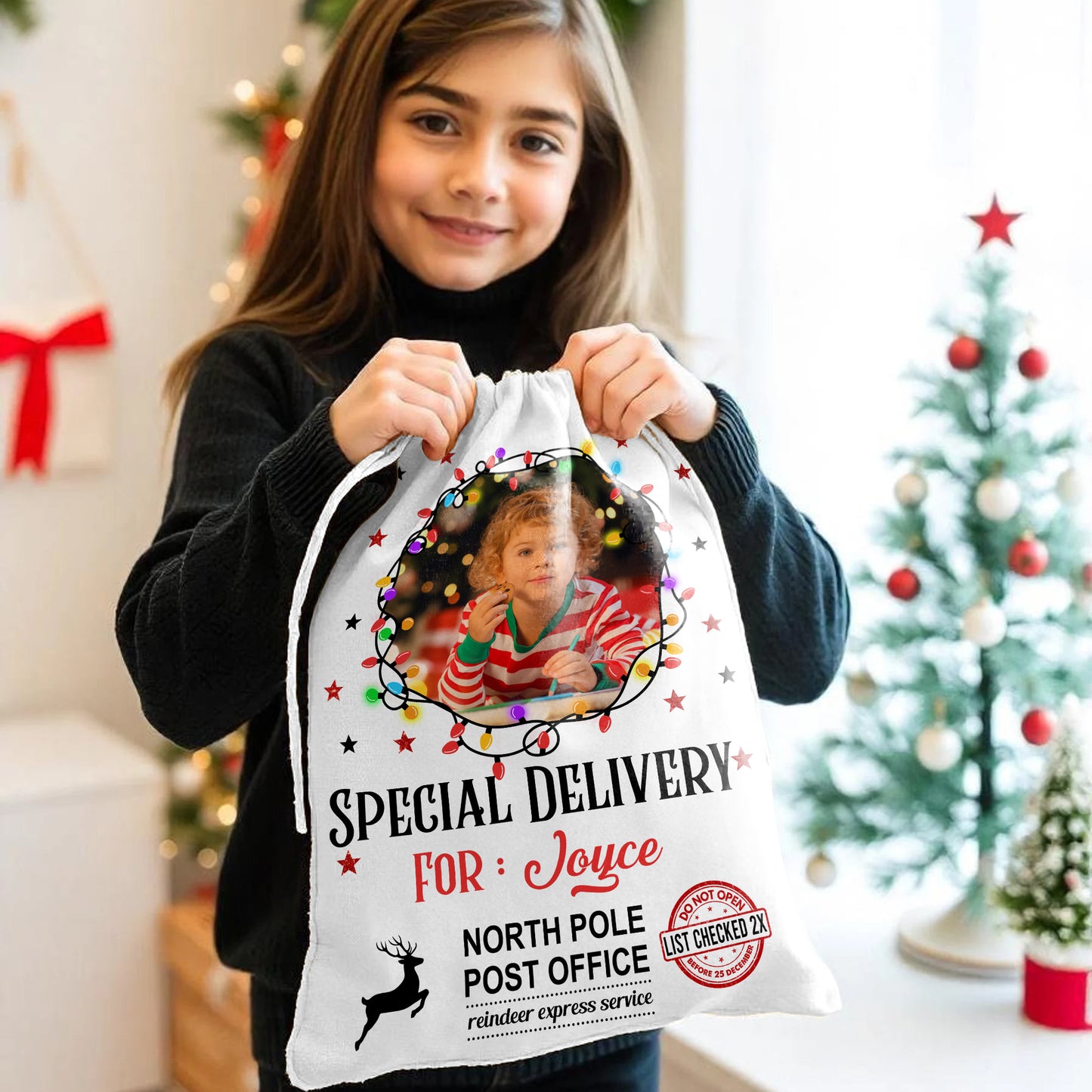 Do Not Open Before 25 December Bag Custom Photo - Christmas Family Gift - Personalized Christmas Sack - Custom Christmas Bag