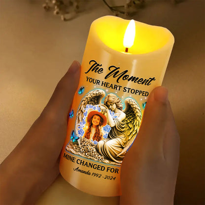 Custom Photo Memorial The Moments Your Heart Stopped - Personalized Flameless LED Candle