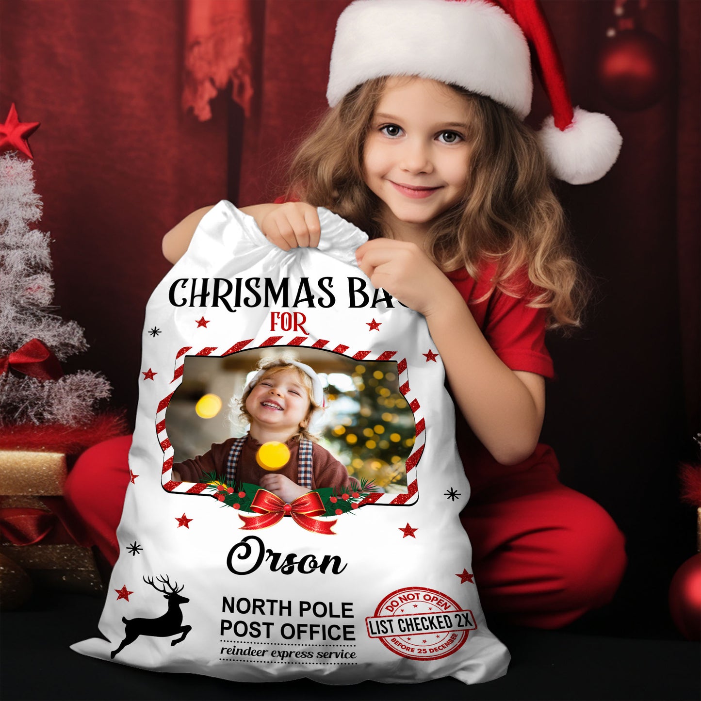 Special Christmas Bag Custom Photo - Christmas Family Gift - Personalized Christmas Sack - Custom Christmas Bag