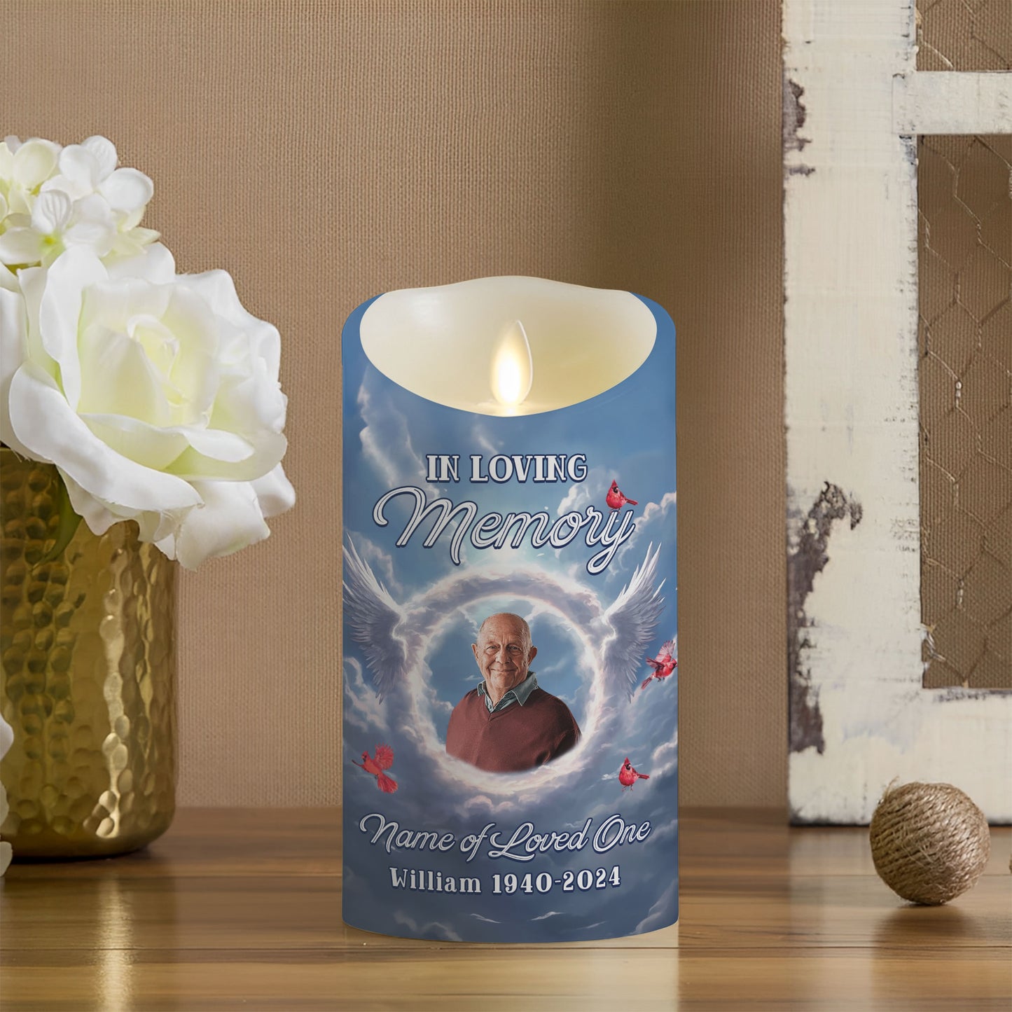 Custom Photo Memorial In Loving Memories - Personalized Flameless LED Candle