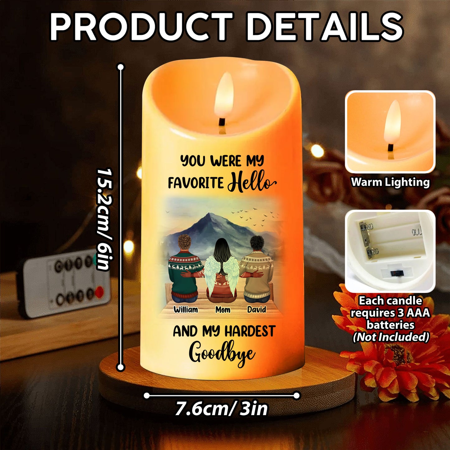 My Favorite Hello Custom Photo Memorial - Personalized Flameless LED Candle