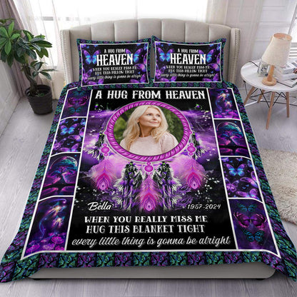 A Hug From Heaven Memorial Personalized Custom Bedding Set - Christmas Gift, Sympathy Gift