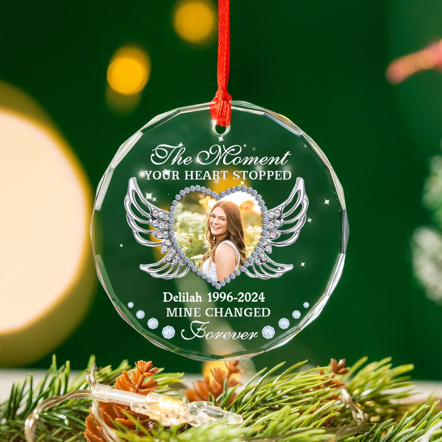 Th Moment Your Heart Stopped - Personalized Custom Glass Ornament - Memorial Ornament Gift