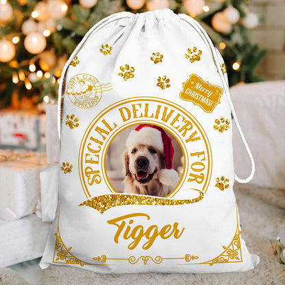 Merry Christmas Treats Bag Custom Photo - Christmas Gift For Dog Lovers - Personalized Christmas Sack - Custom Christmas Bag