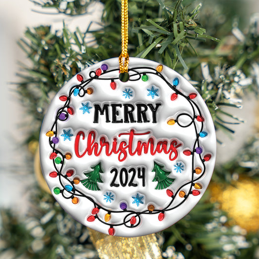 Merry Christmas 2024 Acrylic Ornament - Memorial Custom Acrylic Ornament - Custom Ornament