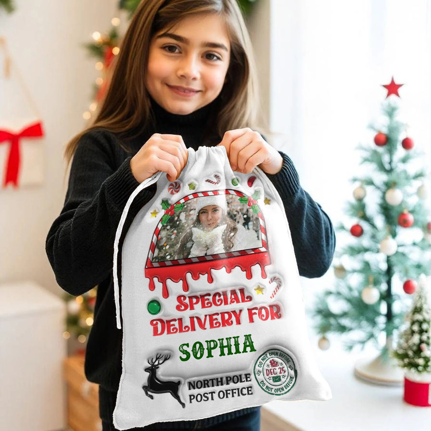 Personalized Custom 3D Inflated Bag Custom Photo - Christmas Family Gift - Personalized Christmas Sack - Custom Christmas Bag