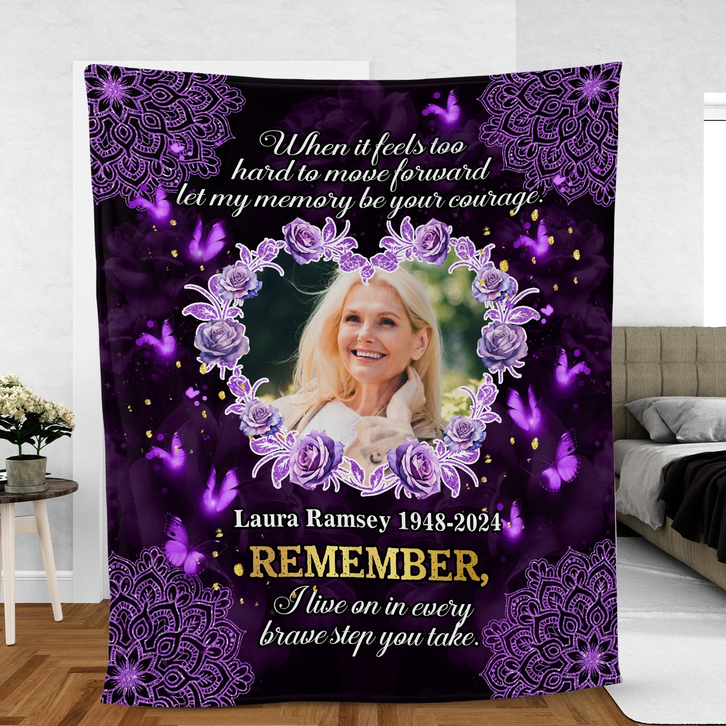 Every Brave Step You Take Blanket Memorial - Remembrance Gift - Memorial Personalized Custom Blanket - Christmas Gift, Sympathy Gift