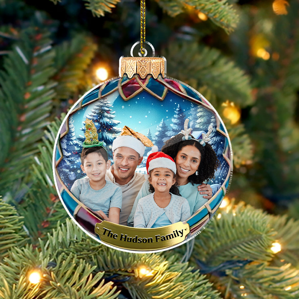 Custom Photo Christmas Family - Family Personalized Custom Ornament - Personalized Custom Acrylic Ornament