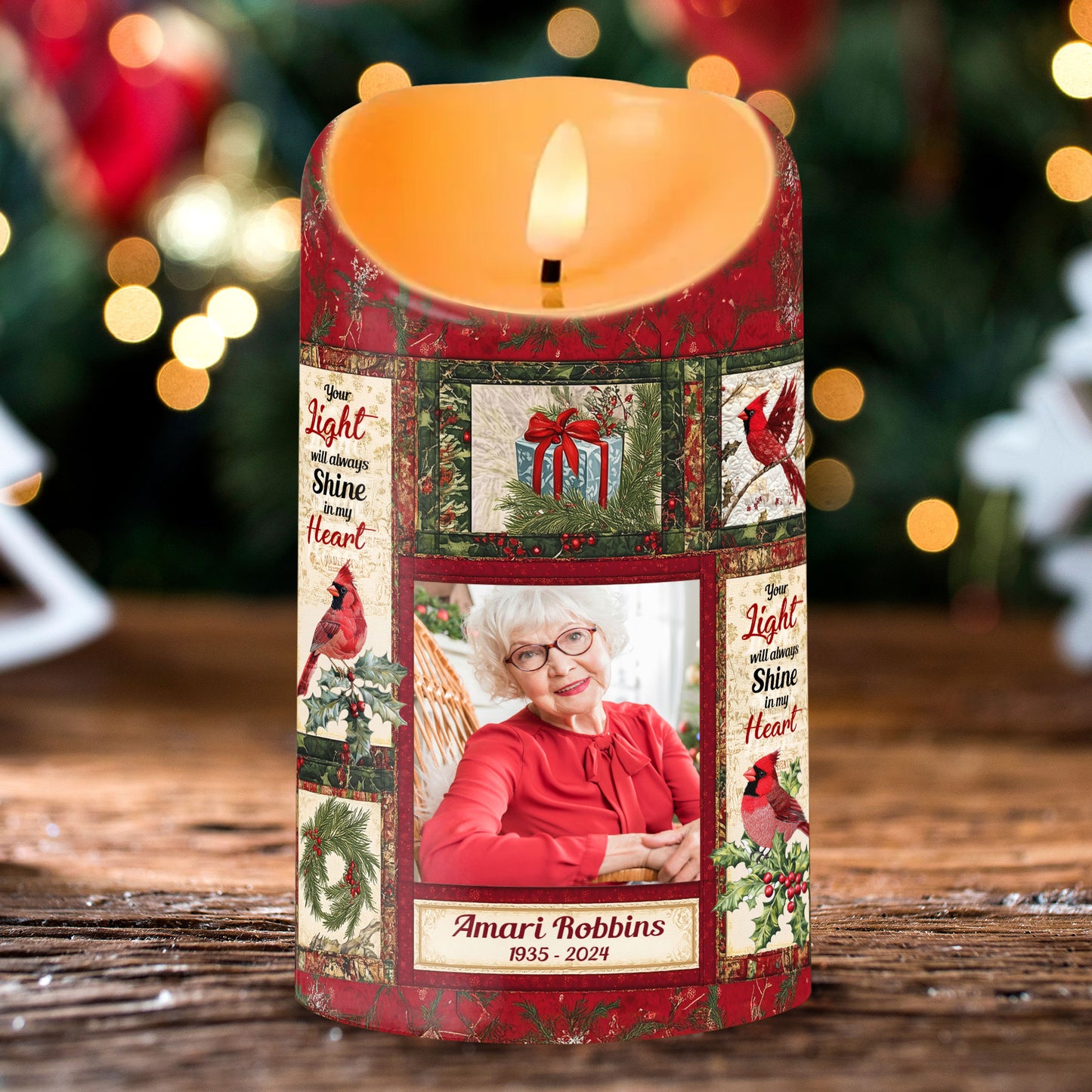 Your Light Will Always Shine Memorial Candle - Personalized Flameless LED Candle