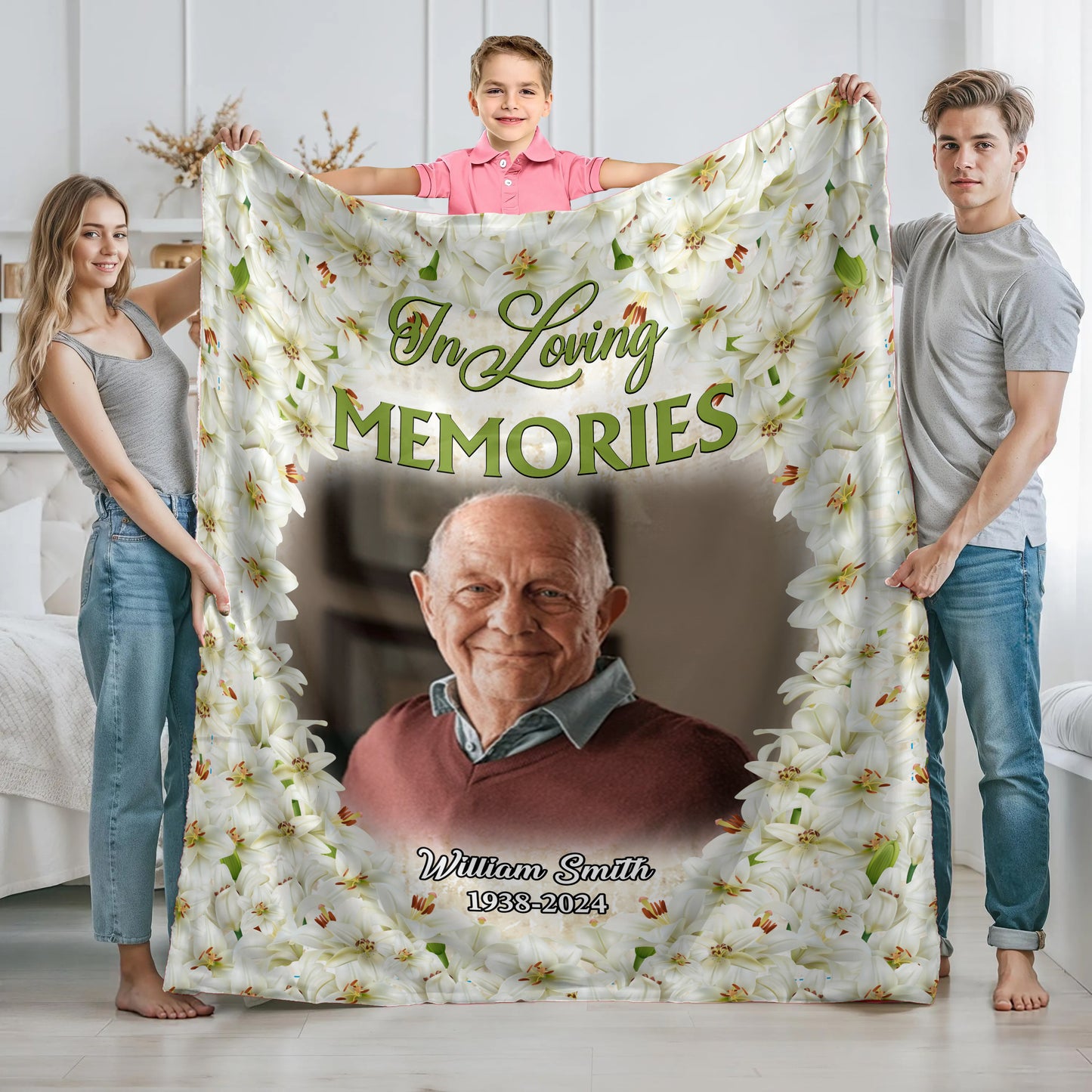 Flower Of Love And Hug Blanket Memorial - Remembrance Gift - Memorial Personalized Custom Blanket - Christmas Gift, Sympathy Gift