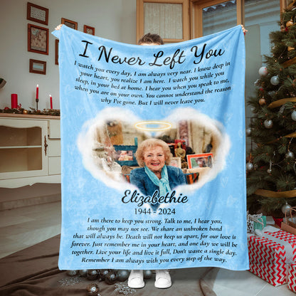 Never Left You Hug This Blanket Love From Heaven Memorial Blanket - Remembrance Gift - Memorial Personalized Custom Blanket - Christmas Gift, Sympathy Gift