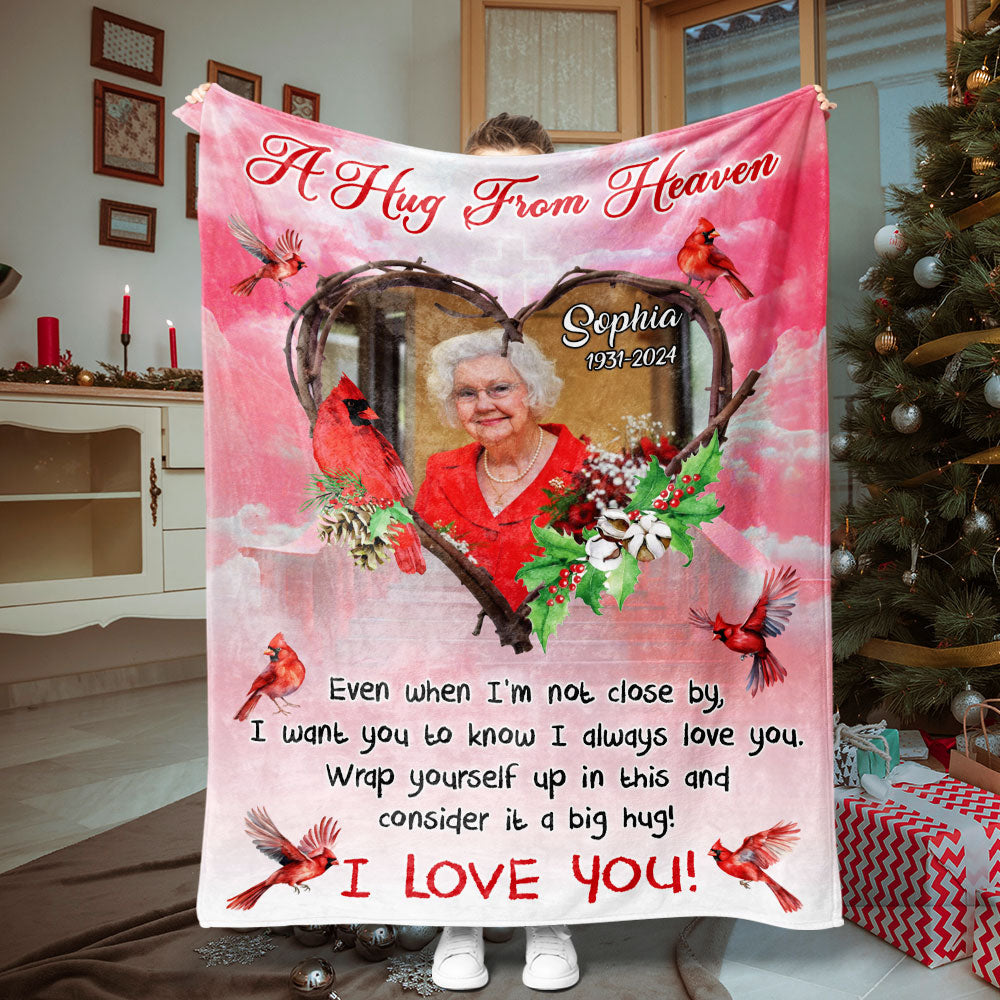 Custom Cardinal Photo When You Miss Me Memories Blanket Memorial - Remembrance Gift - Memorial Personalized Custom Blanket - Christmas Gift, Sympathy Gift