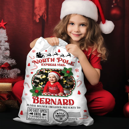 North Pole Christmas Bag Custom Photo - Christmas Family Gift - Personalized Christmas Sack - Custom Christmas Bag