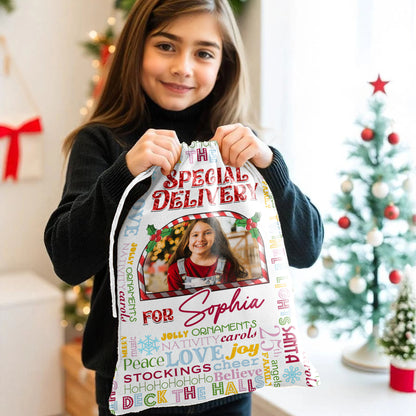 Peace Love Joy Christmas Santa Sack Present Gift Bag - Christmas Family Gift - Personalized Christmas Sack - Custom Christmas Bag