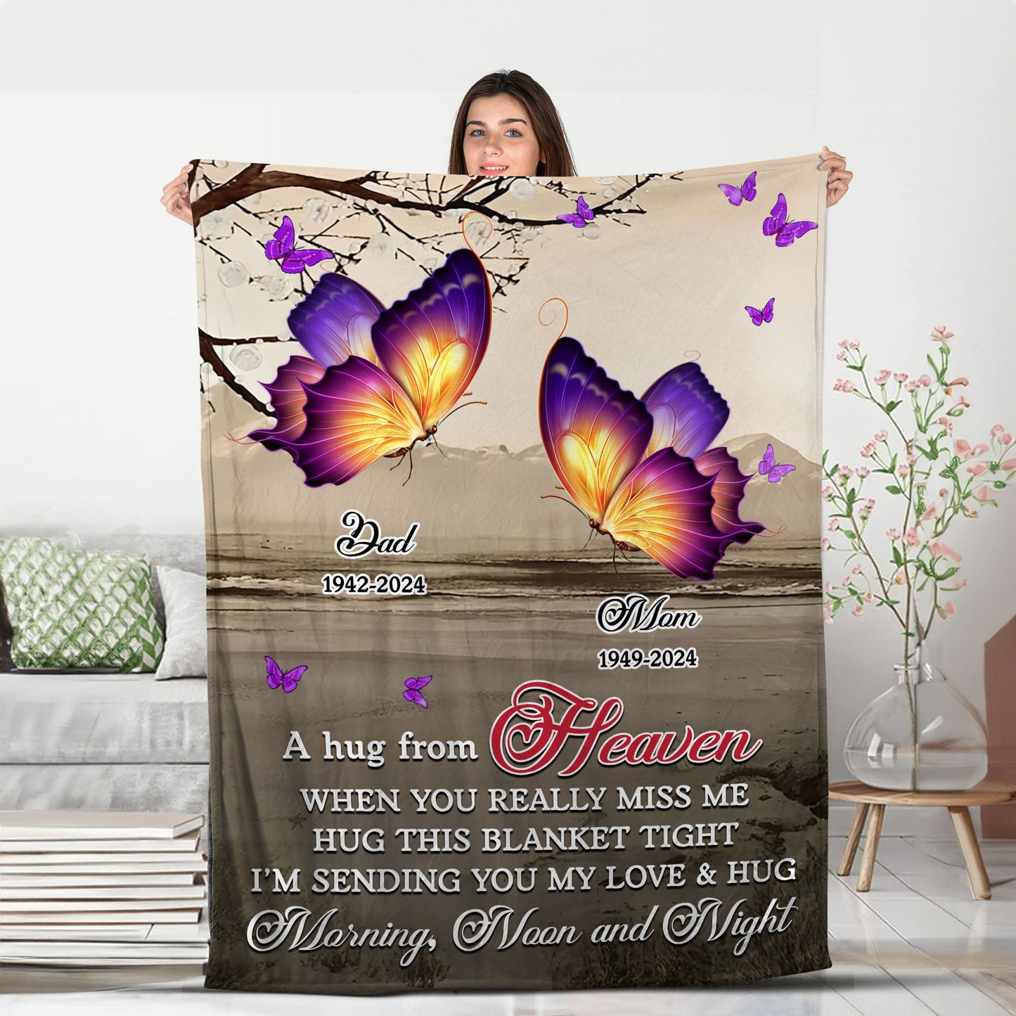 When You Really Miss Me Hug This Blanket Tight  - Memorial Personalized Custom Blanket - Christmas Gift, Sympathy Gift