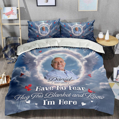 Hug This Blanket and Know I'm Here  - Memorial Personalized Custom Bedding Set - Christmas Gift, Sympathy Gift