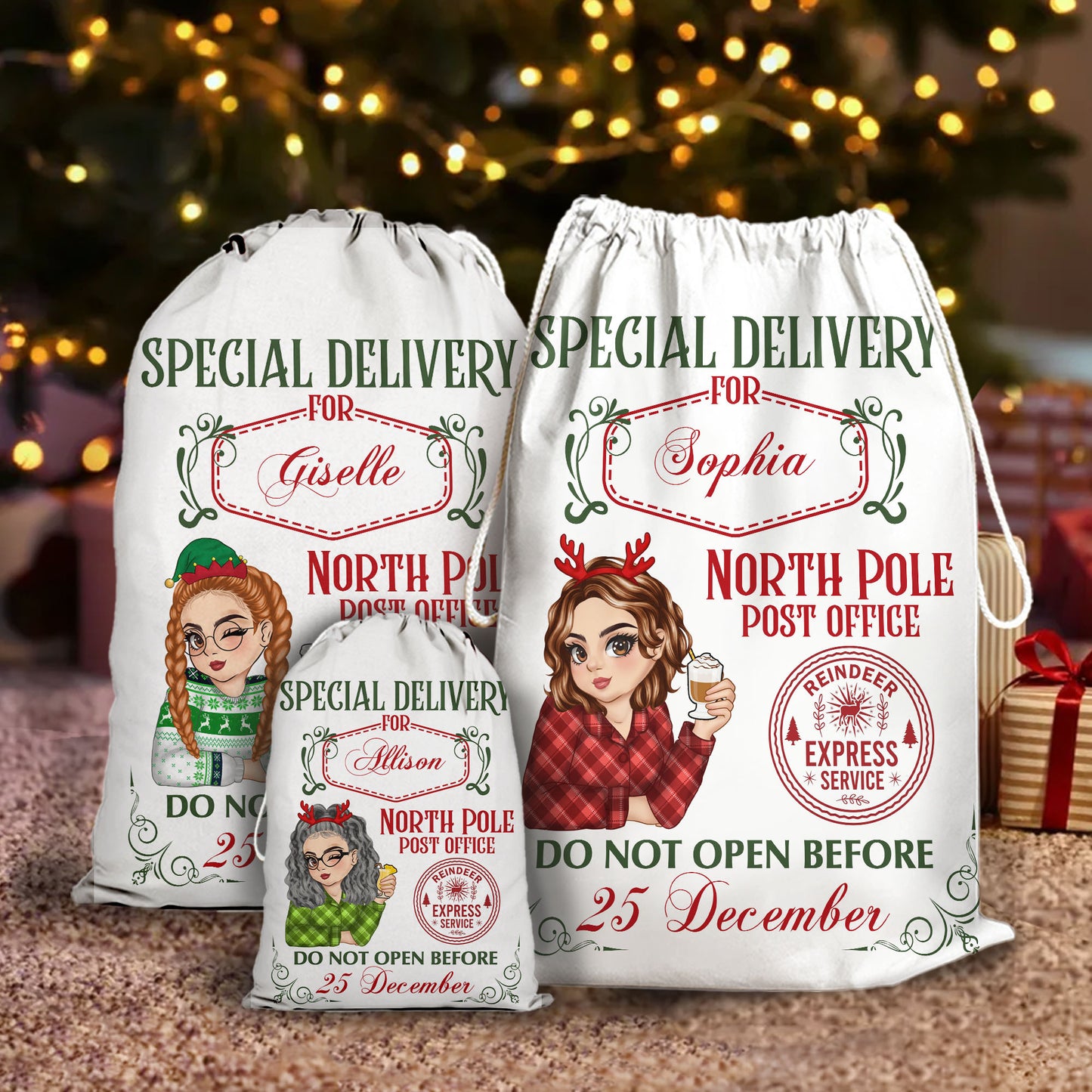 North Pole Post Office - Christmas Family Gift - Personalized Christmas Sack - Custom Christmas Bag