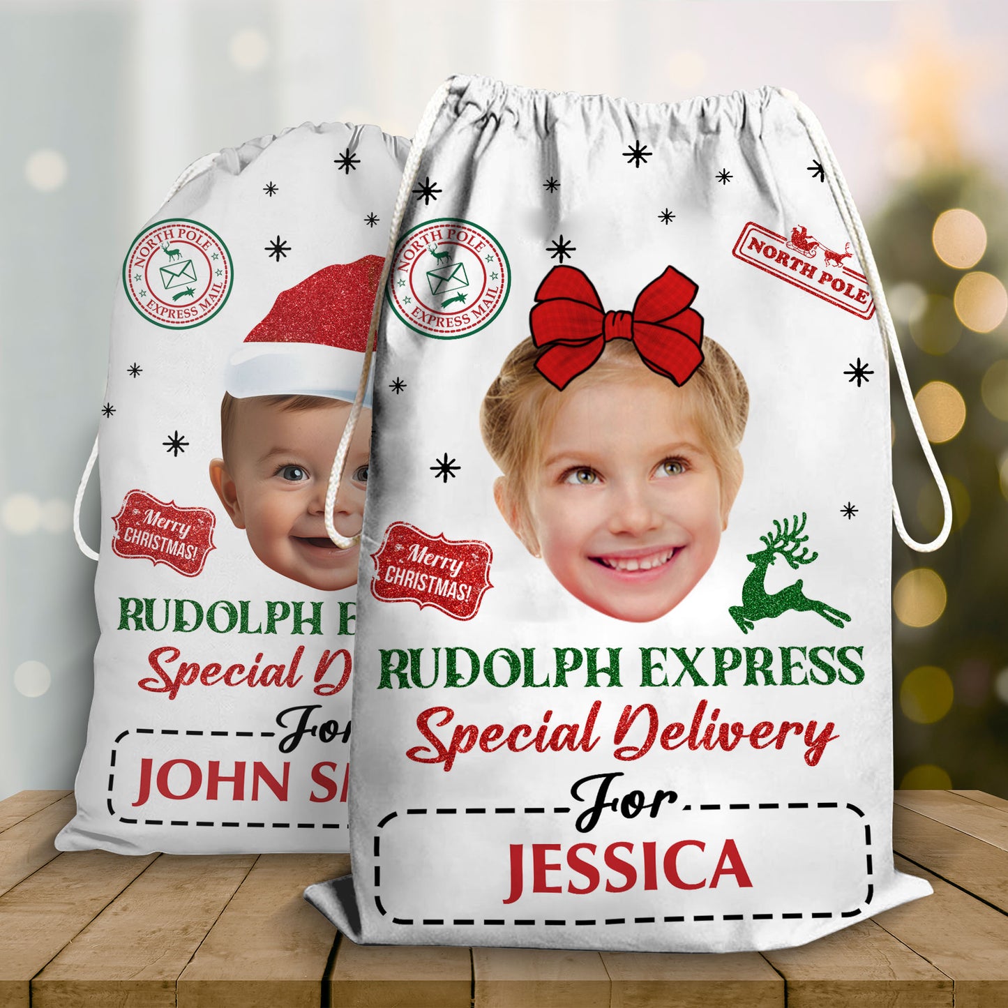 Rudolph Express - Christmas Family Gift - Personalized Christmas Sack - Custom Christmas Bag