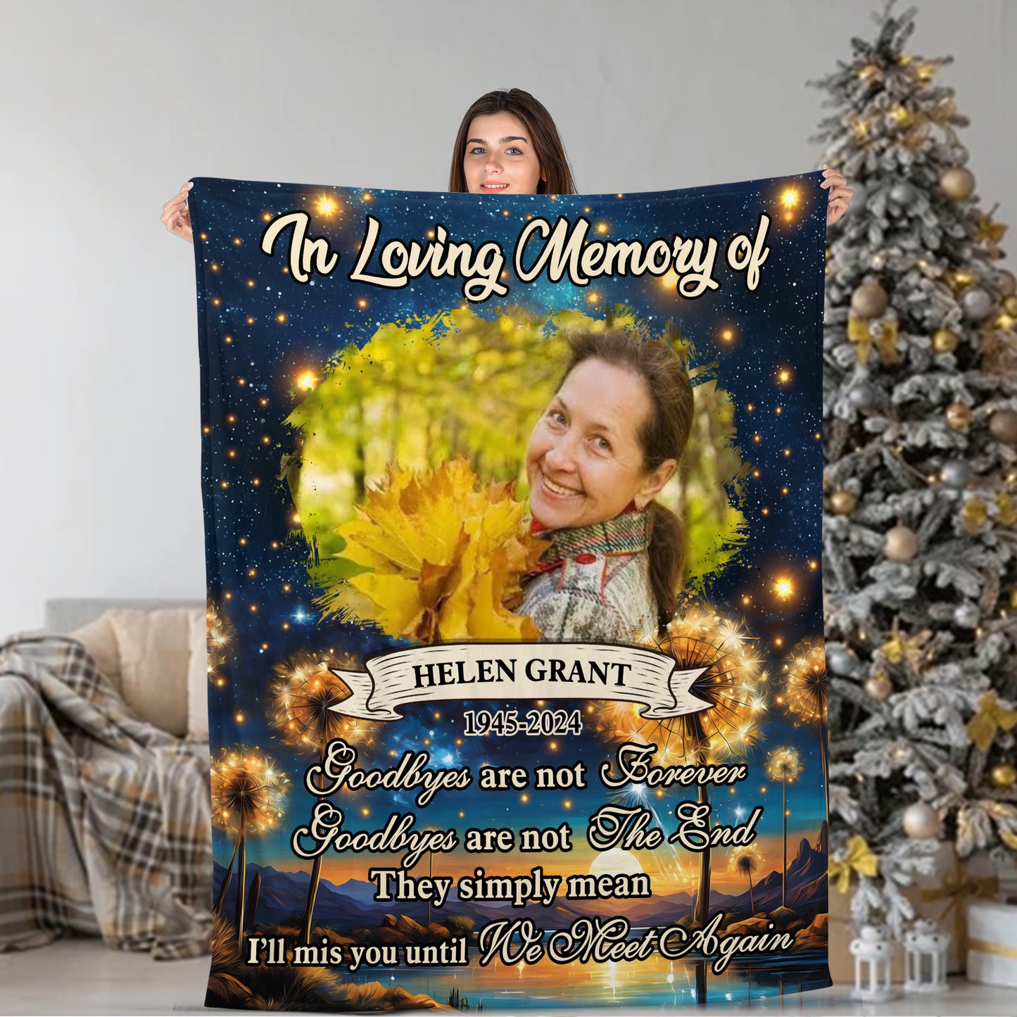 Goodbyes Are Not Forever Personalized Memorial  - Remembrance Gift - Memorial Personalized Custom Blanket - Christmas Gift, Sympathy Gift