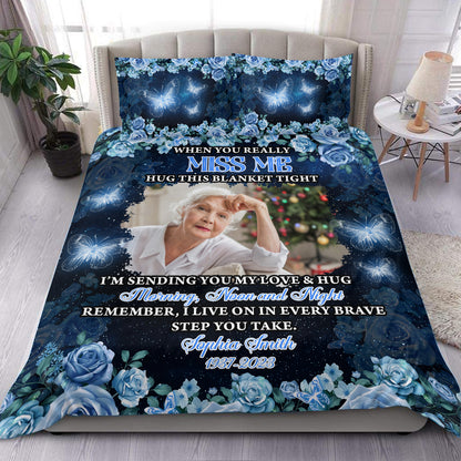 I Am Sending You My Love And Hug You Day and Night - Memorial Personalized Custom Bedding Set - Christmas Gift, Sympathy Gift